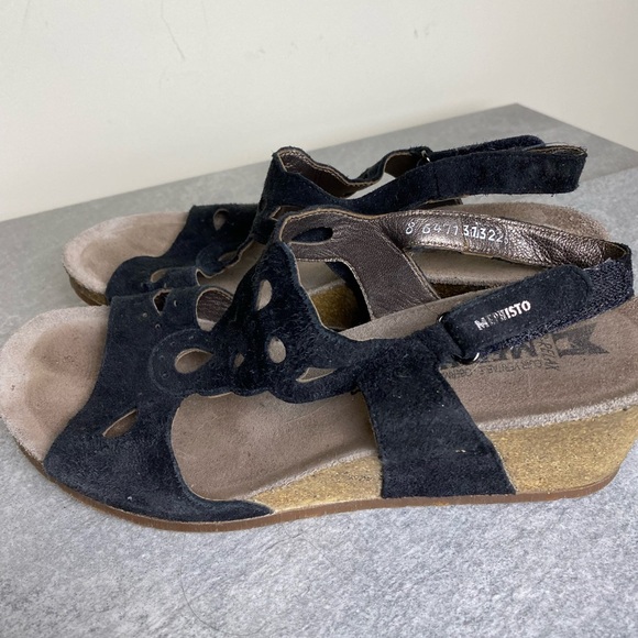 Mephisto Harper Comfort Sandals Black Adjustable Suede Women's EU38 - Picture 1 of 5